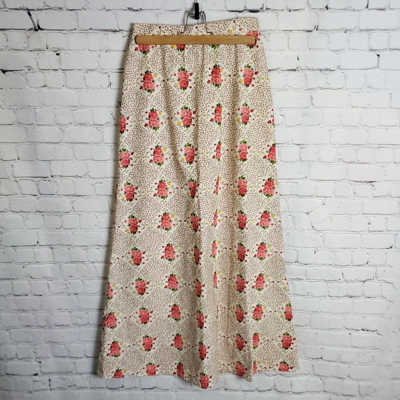 Vintage 70s Prairie Skirt Floral maxi Aline - Picture 3 of 8